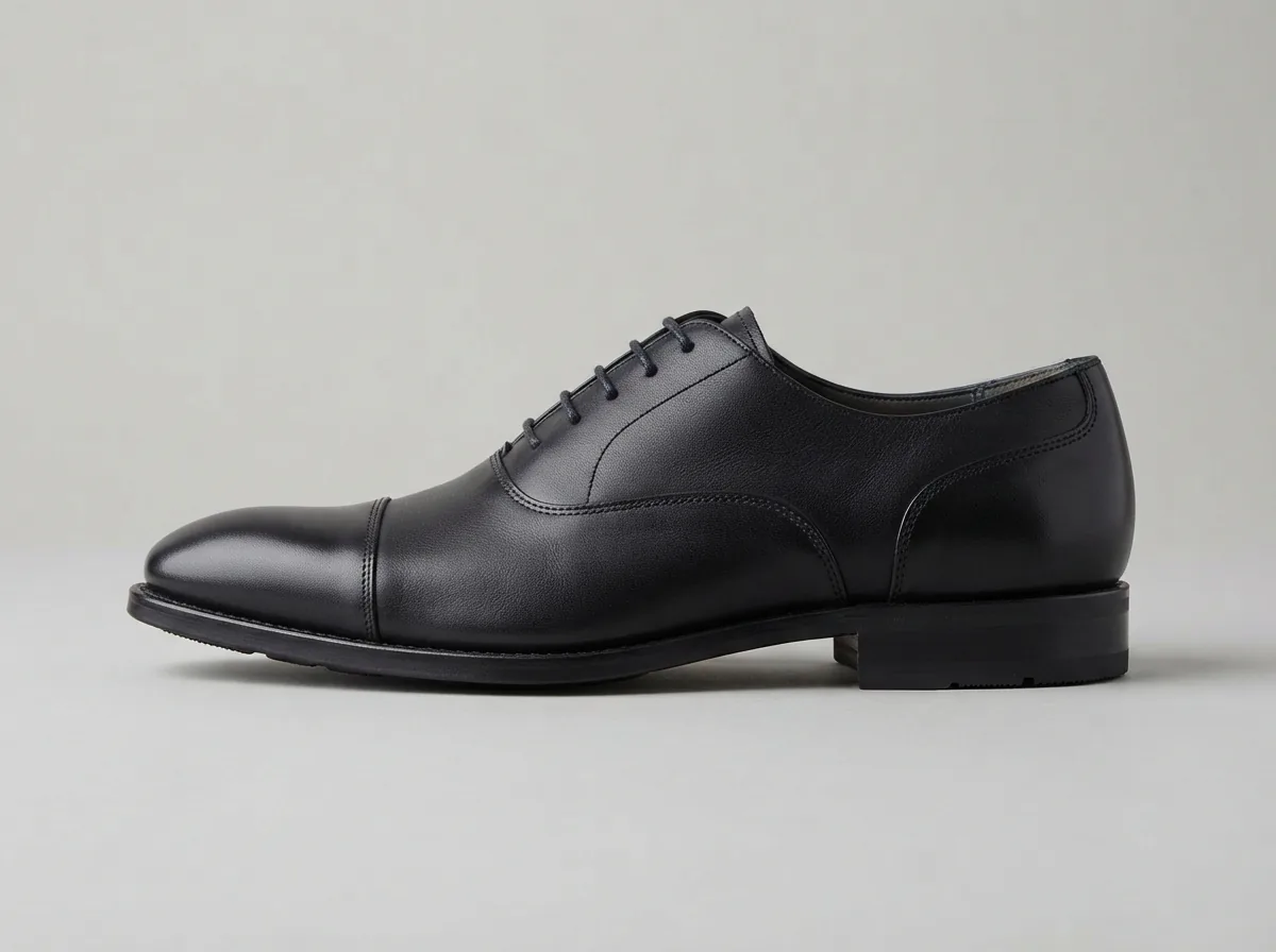 Side profile view of the MOZO Minetta Oxford shoe highlighting its sleek design and cushioned insole area.
